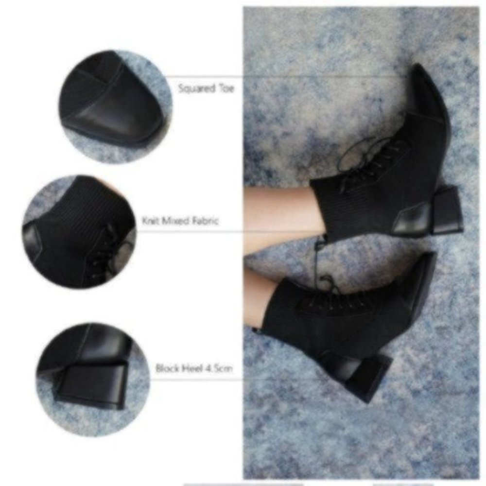 US Size 10, EU Size 41 C. Paravano Black Boots Mesh Combat Boots Womens Shoes - Picture 6 of 13